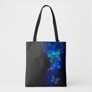 Tote Bag Morpho Butterfly in the Dark Background