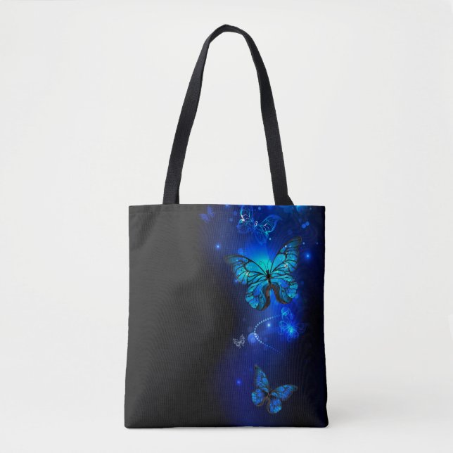 Tote Bag Morpho Butterfly in the Dark Background (Devant)