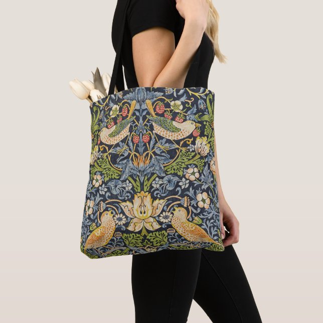 Tote Bag Morris Voleur de Fraises Bleu Nuit Art Fin Vintage (De près)