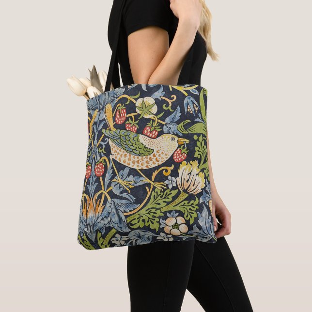Tote Bag Morris Voleur de Fraises Bleu Nuit Art Fin Vintage (De près)