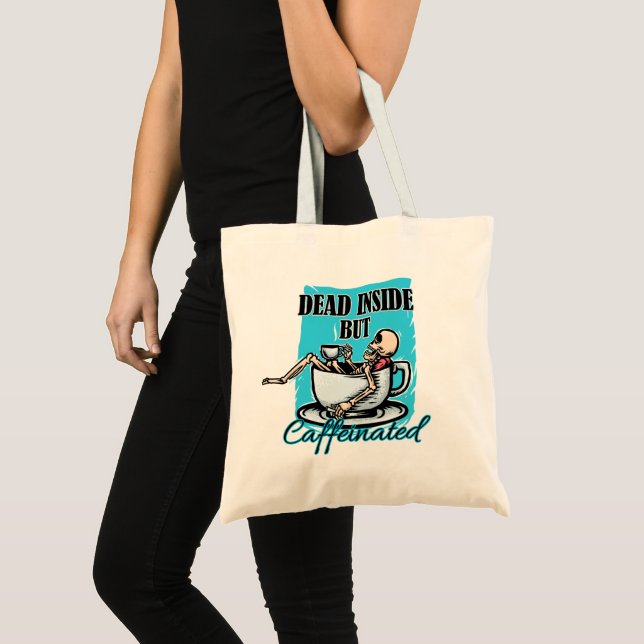 Tote Bag Mort À L'Intérieur Mais Café Aimant Squelette Aima (Devant (produit))