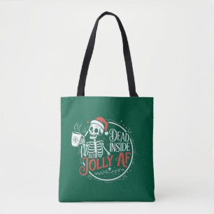 Tote Bag Mort à l'intérieur mais joyeux crâne de père Noël