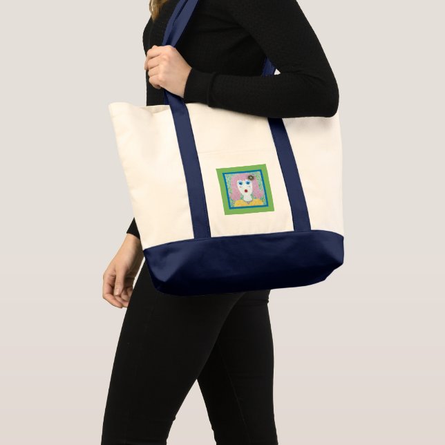 Tote Bag Mosaic - Ingrid avec bordure verte et bleue (Devant (produit))