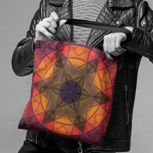 Tote Bag Mosaic Kaleidoscope Fleur Jaune et Violet