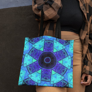 Tote Bag Mosaic Mandala bleu et violet