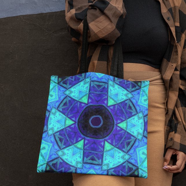 Tote Bag Mosaic Mandala bleu et violet (Créateur téléchargé)