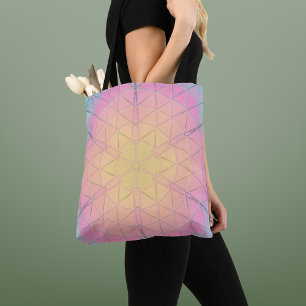 Tote Bag Mosaic Mandala jaune rose et bleu