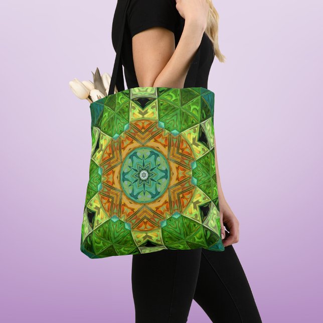 Tote Bag Mosaic Mandala Orange et vert (Créateur téléchargé)