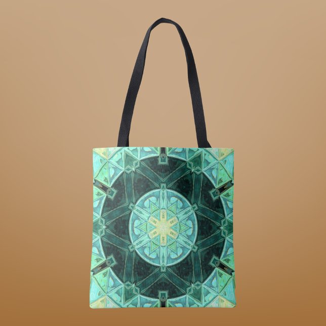 Tote Bag Mosaic Mandala Turquoise et jaune (Créateur téléchargé)