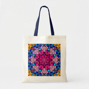 Tote Bag Mosaic rose Mandala Floral Psychédélique Rétro