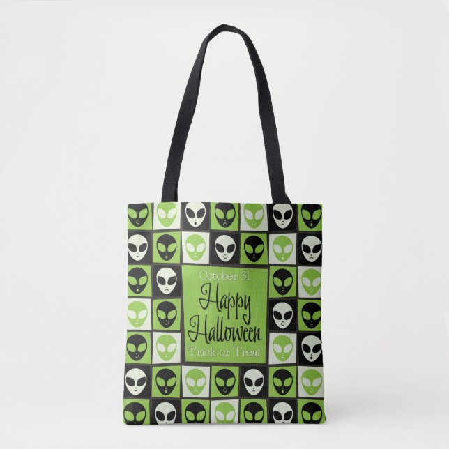 Tote Bag Mosaïque alien d'Halloween (Devant)