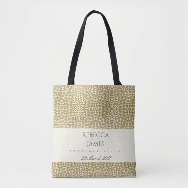 TOTE BAG MOSAÏQUE BLANC D'OR GLAMOREUX DOT ENREGISTRER LA D (Devant)