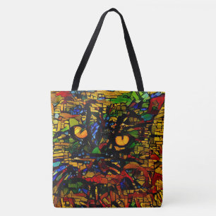 Tote Bag Mosaïque colorée Chat Art Prin