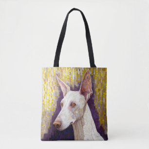 Tote Bag Mosaïque de Chien Blanc Gold Podenco Style Klimt