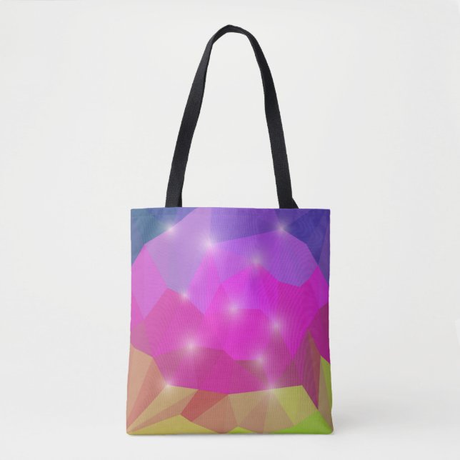 Tote Bag Mosaïque de cristal géométrique abstrait en rose (Devant)