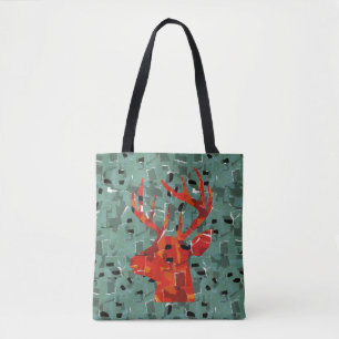 Tote Bag Mosaïque de silhouette de tête de cerf