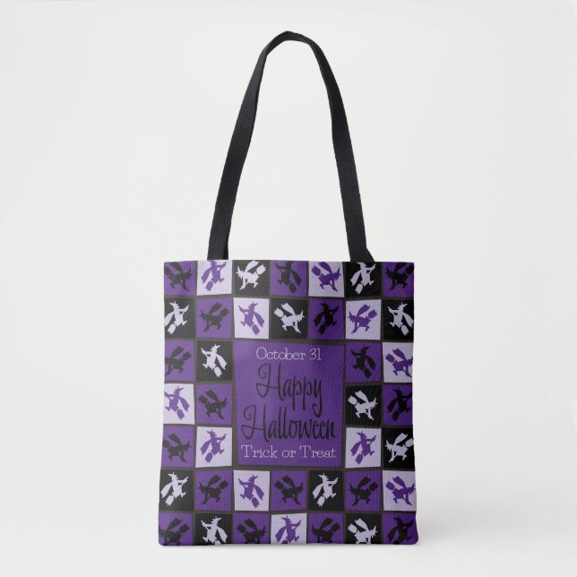 Tote Bag Mosaïque de sorcière d'Halloween (Devant)