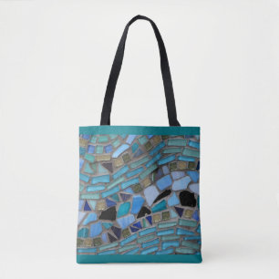 Tote Bag Mosaïque de verre bleu mer Turquoise