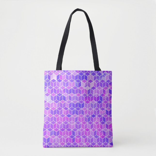 Tote Bag Mosaïque d'été : Aquarelle Cube Fusion (Devant)