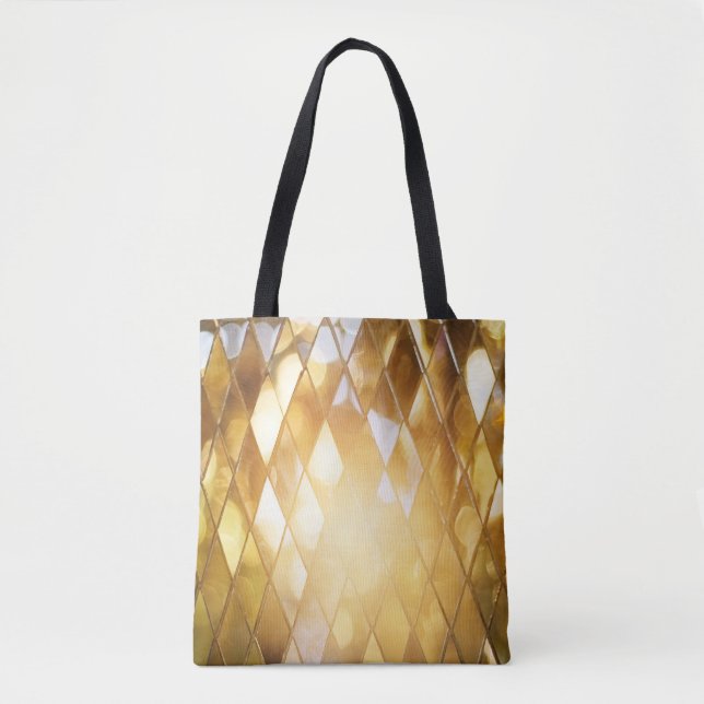 Tote Bag Mosaïque d'or : Effet de verre brillant. (Devant)