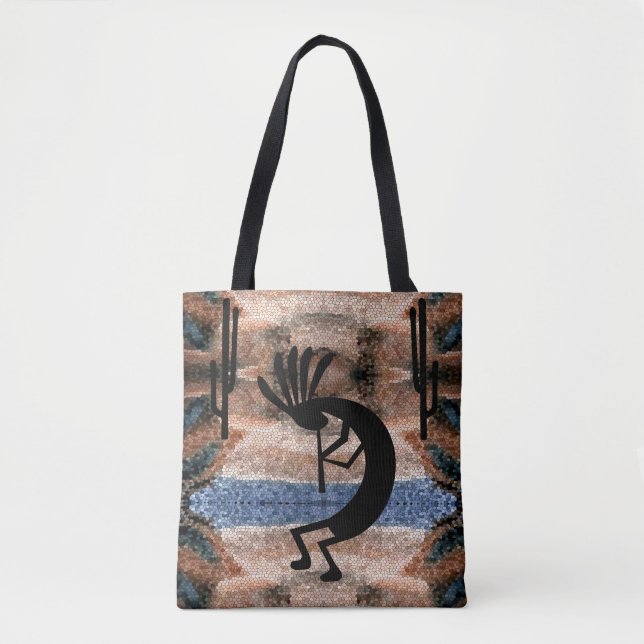 Tote Bag Mosaïque du désert sud-ouest de Kokopelli (Devant)
