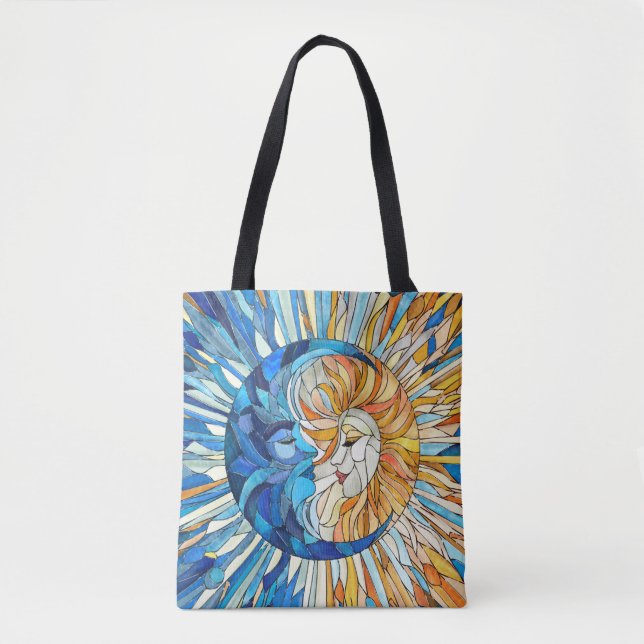 Tote Bag Mosaïque du soleil et de la lune (Devant)