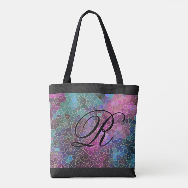 Tote Bag Mosaïque multicolore et or avec Monogramme (Dos)