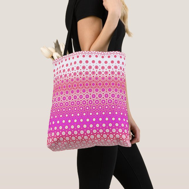 Tote Bag Mosaïque rose et rouge (De près)