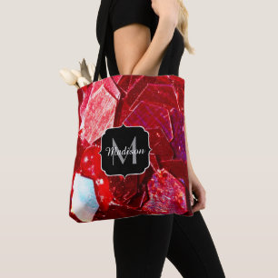 Tote Bag Mosaïque rouge abstrait brillant parties scintilla