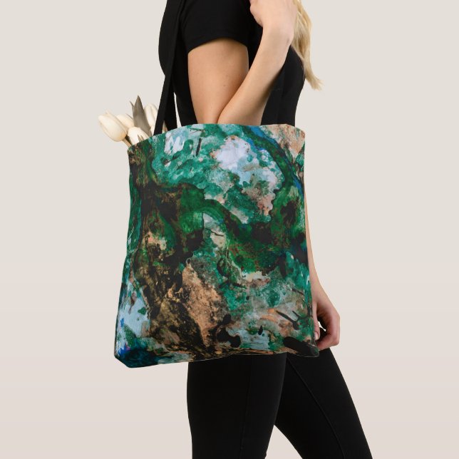 Tote Bag Moss Agate Green Crystal Geode Abstract (De près)