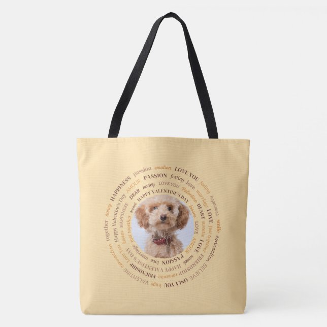 Tote Bag Mot d'amour circulaire Photo personnalisée (Devant)