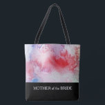 Tote Bag Moteur aquarelle moderne texte personnalisé mariag<br><div class="desc">Aquarelle peinte à la main moderne,  rouge,  rose,  couleurs bleues. Texte personnalisé : Mère de l'Épouse,  sac mariage,  nom personnel à l'arrière. Vous pouvez facilement changer le texte à l'avant dans "Bridesmaid,  Made of Honor,  etc" et vous pouvez ajouter un nom à l'arrière.</div>