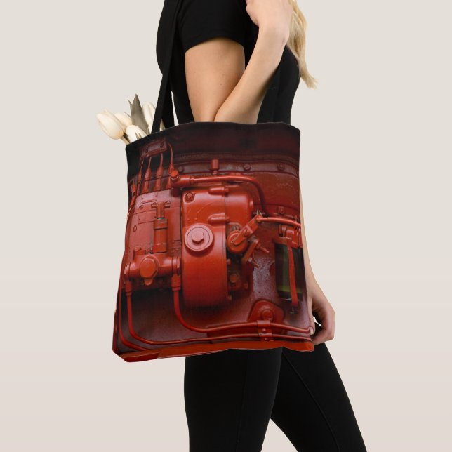 Tote Bag Moteur Tracteur rouge (De près)