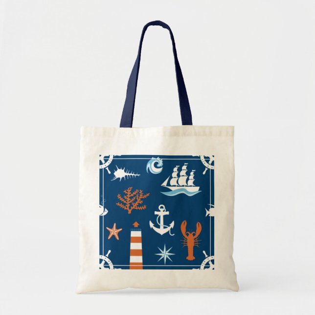 Tote Bag Motif 1 de thème de mer (Devant)