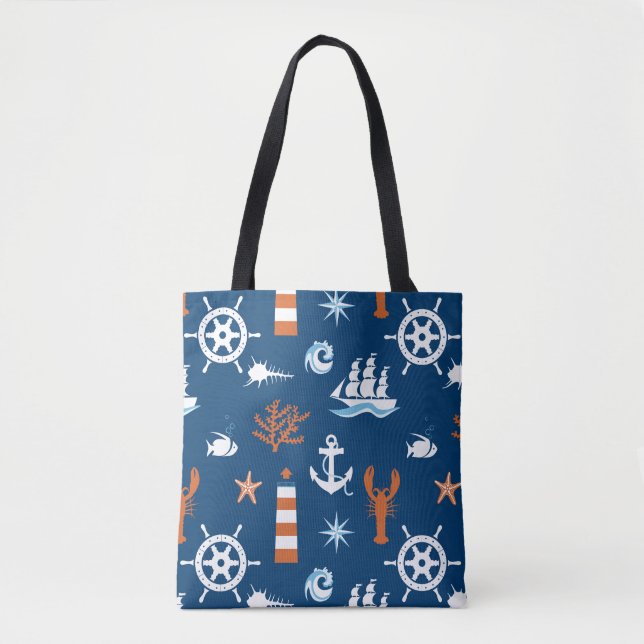 Tote Bag Motif 1 de thème de mer (Devant)