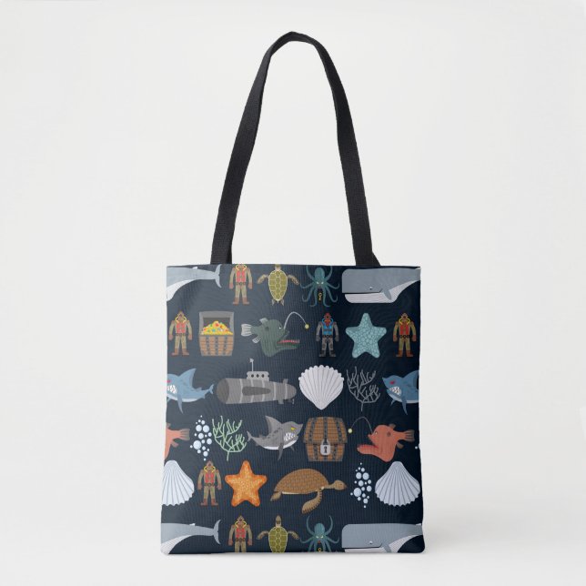 Tote Bag Motif 1 d'habitants d'océan (Devant)