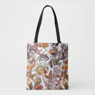 Tote Bag Motif 2 de vie marine d'aquarelle