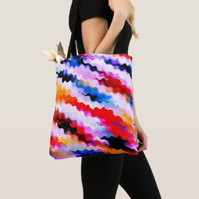 Tote Bag Motif à bandes multiples (De près)