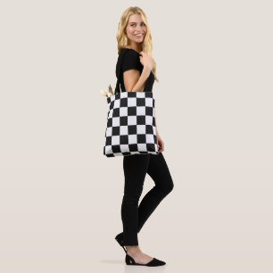 Tote Bag Motif à carreaux noir et blanc sophistiqué