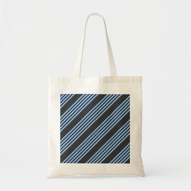 Tote Bag Motif à cinq bandes bleu et charbon (Devant)