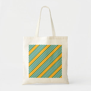 Tote Bag Motif à cinq bandes vert et blanc avec jaune