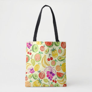 Tote Bag Motif à doodle de fruits assoré