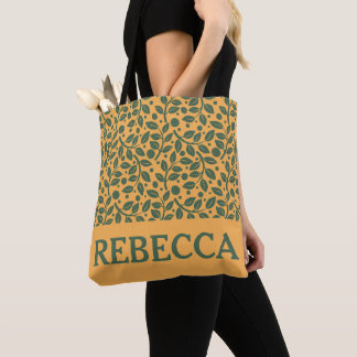 Tote Bag Motif à feuilles orange et verte