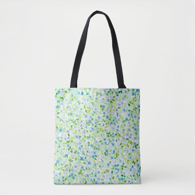 Tote Bag Motif à fleurs rétro aquarelle (Devant)
