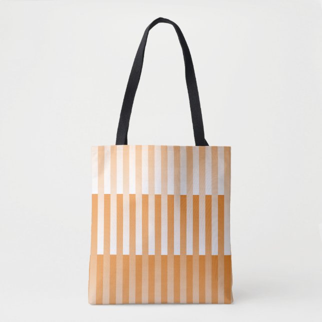 Tote Bag Motif à rayures blanches orange (Devant)