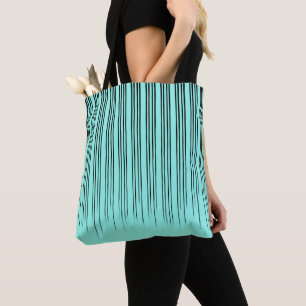 Tote Bag Motif à rayures élégant noir/turquoise