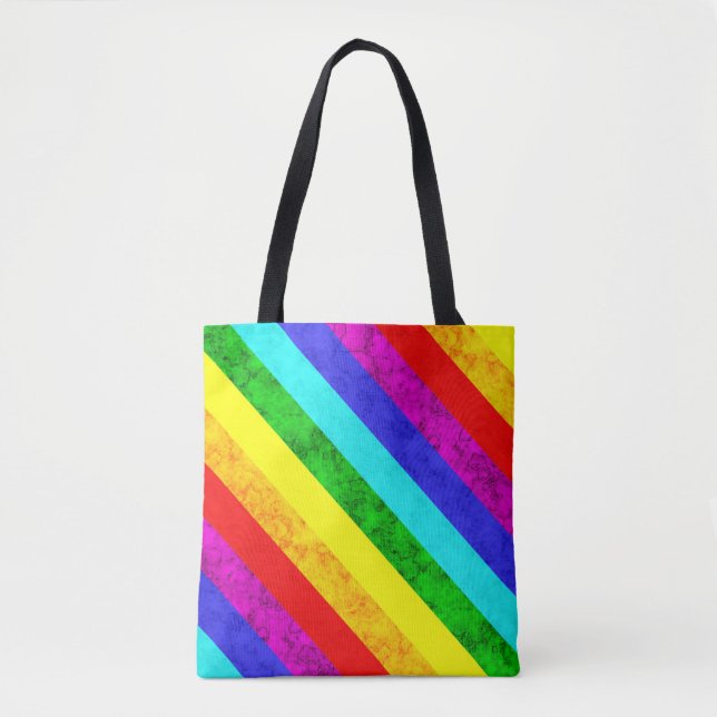 Tote Bag Motif à rayures multicolores (Devant)