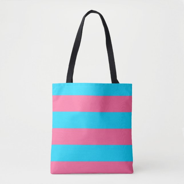 Tote Bag Motif à rayures roses et bleues  (Devant)