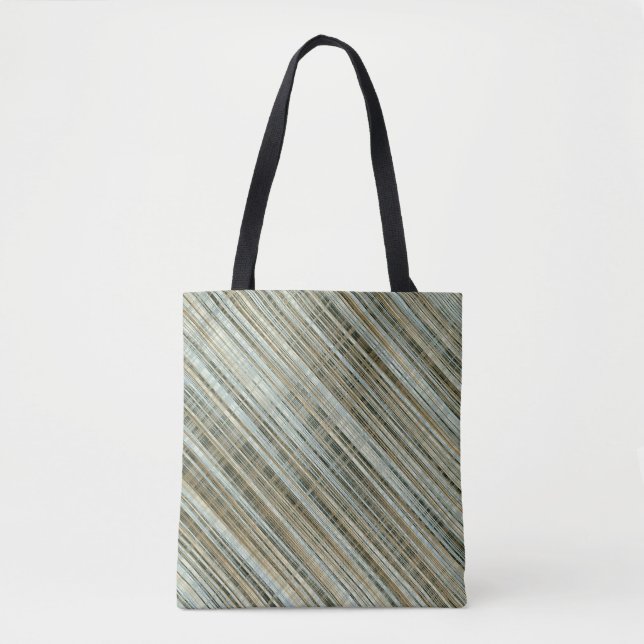 Tote Bag Motif à rayures turquoise et or (Devant)
