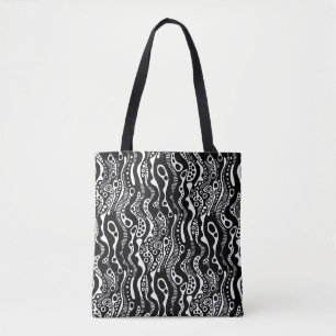 Tote Bag Motif Abstrait 130621 - Noir sur blanc